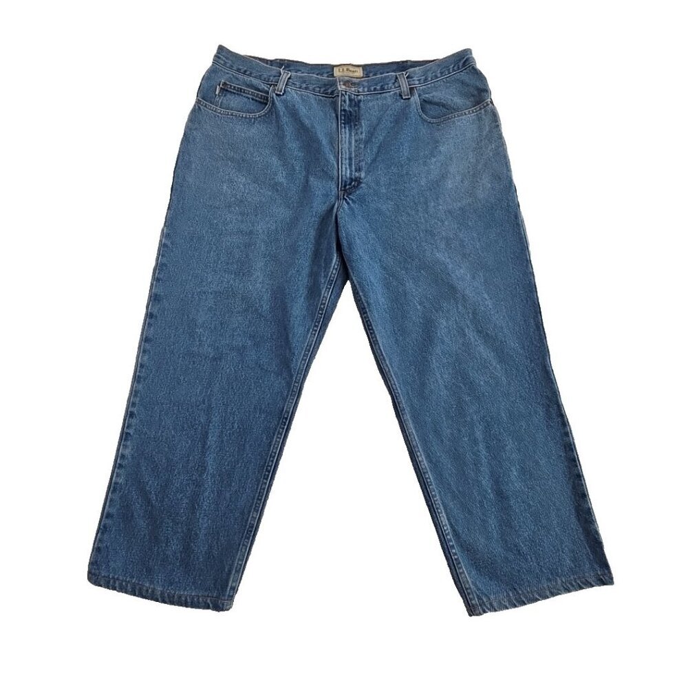 L.L. Bean Relaxed Fit Jeans Men's 42x26 Medium Wash Straight Leg Comfort EUC